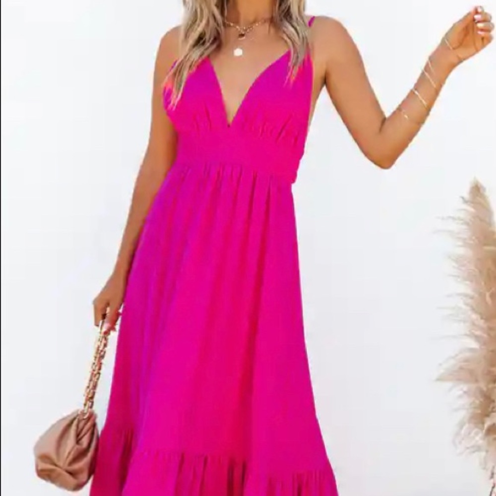 Vici-Pink maxi dress
